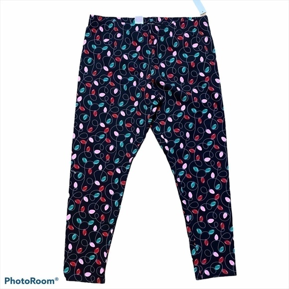 Women’s Christmas Light Print Stretch Leggings NWT XXL - Picture 1 of 6